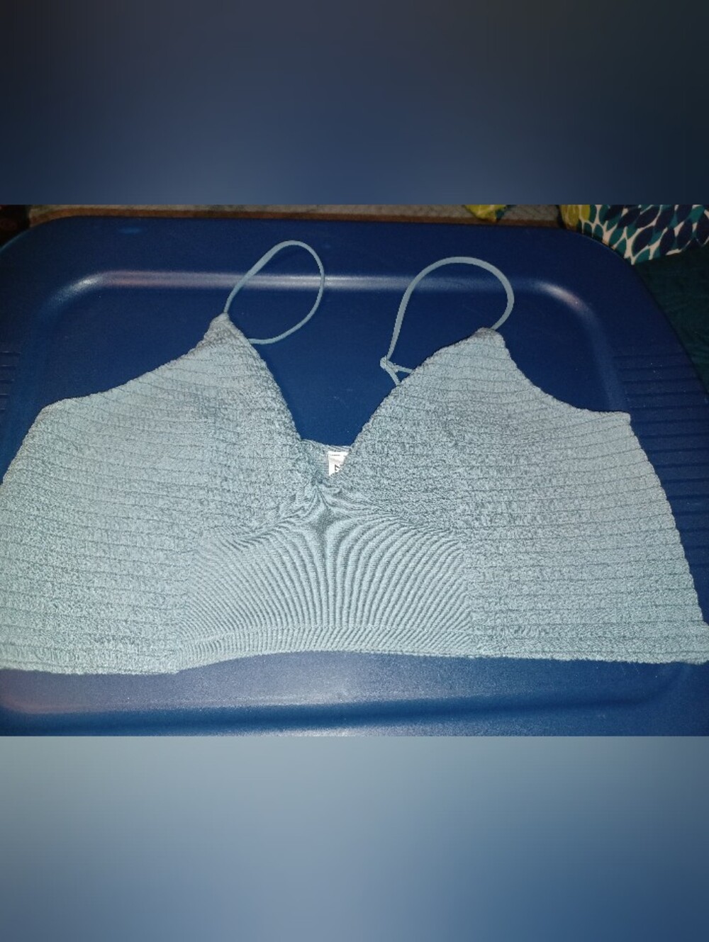 New Zenana Dusty Blue Smockef Bralette with Adjustable Straps